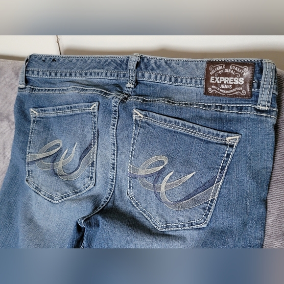 Women's Sz 12s Express Stella Low Rise Bootcut Blue Jeans Y2K Style EUC - Picture 8 of 10